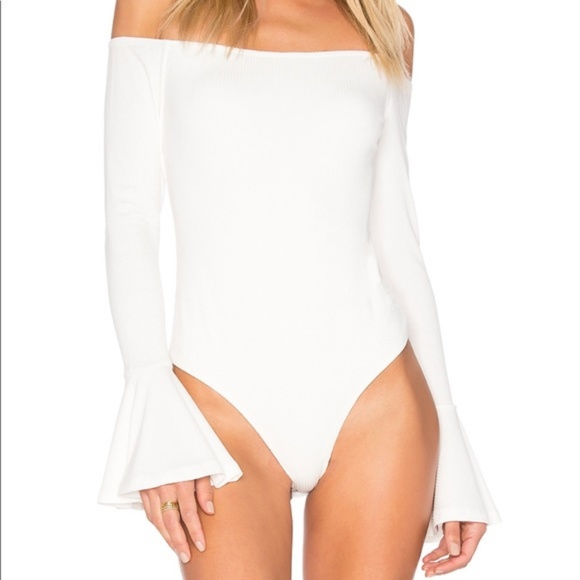 Privacy Please Other - PRIVACY PLEASE WHITE BODYSUIT BELL SLEEVES NWT